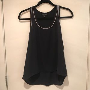 Navy blue sheer tank with white lining